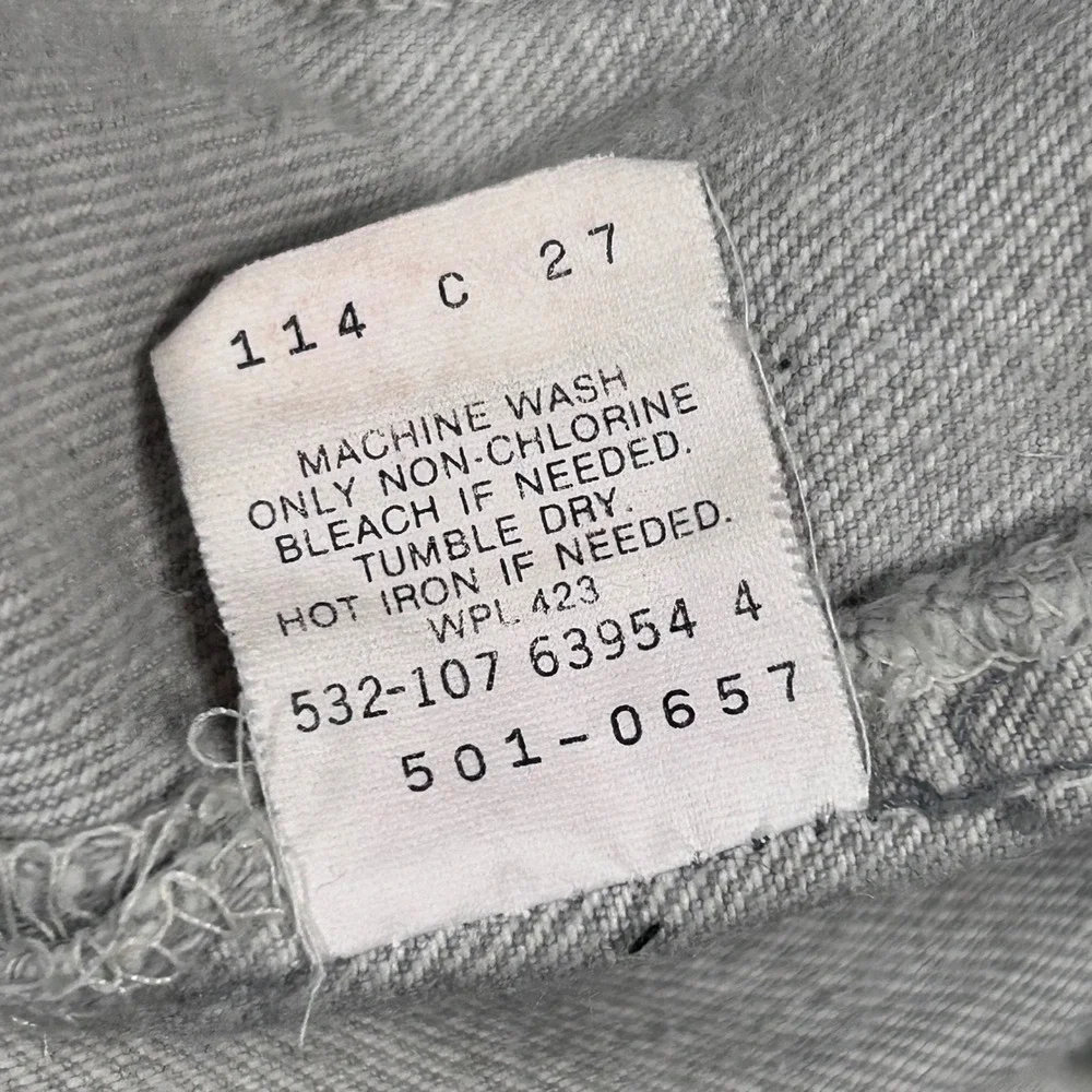 VTG 80s Levi's 501-0657 Gray Jeans Button Fly Mens 27x27 Cut Raw Hem Made in USA